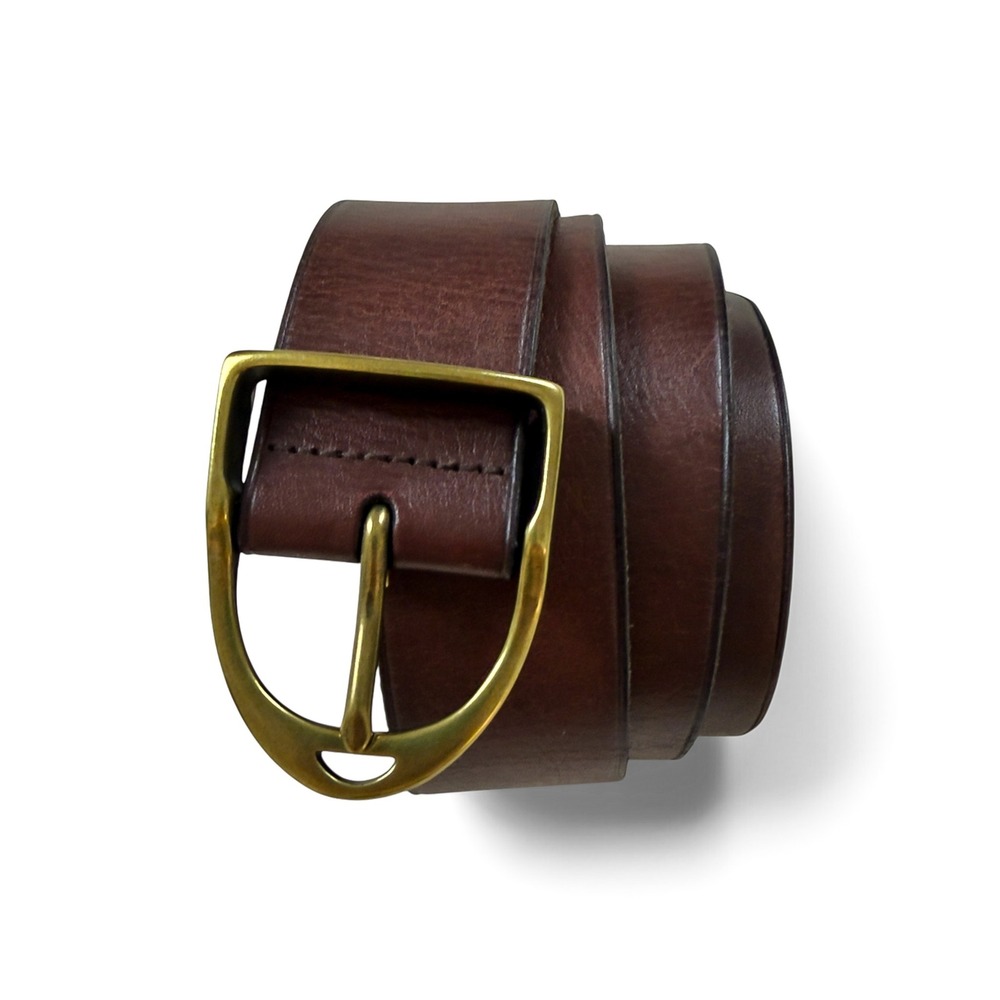 Polo Ralph Lauren Wilton Equestrian D-Ring Leather Belt Brown Brass RL Buckle 34 - Picture 8 of 12